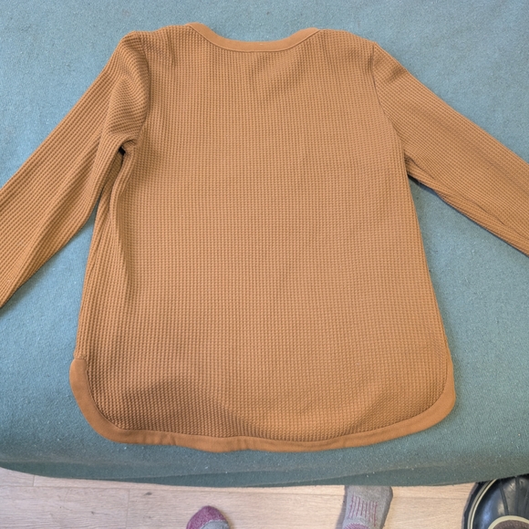 Brown Long Sleeve Waffle Knit Top - Picture 2 of 3